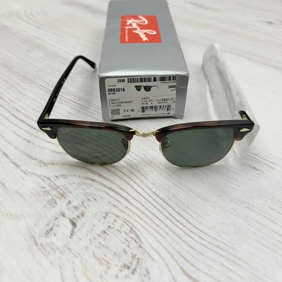Share Ray-Ban RB3016 Clubmaster Sunglasses Red Havana w/ G-15 Green Polarized - Picture 2 of 9